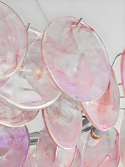 Pink Round Crystal Chandelier Semi-Flush Ceiling Light