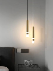 Gold Cylinder Pendant Light Frosted Diffuser Modern Minimalist 57