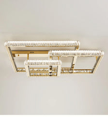Gold Crystal Geometric Flush Mount Ceiling Light