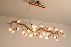 Gold Branch Chandelier with Crystal Fruit Glass Shades and Metal Frame