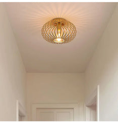 Brushed Open Cage Semi-Flush Mount Ceiling Light Fixture