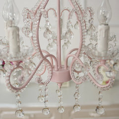 Pink Crystal Candelabra Chandelier with Teardrop Accents