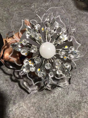 Gold Flower Crystal Flush Mount Ceiling Light with Petal Accents