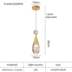 Nordic Crystal LED Mini Pendant for Bedside Spaces