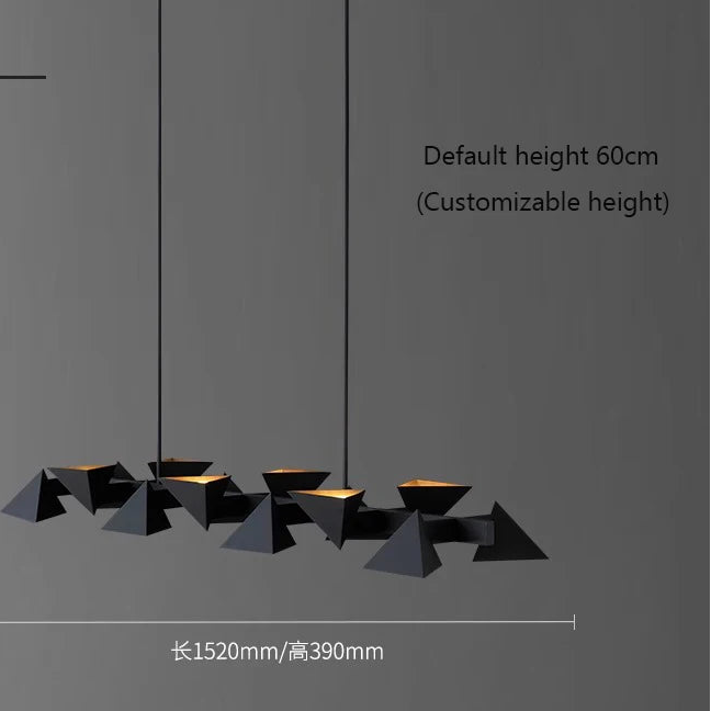 Modern pendant light with geometric design on a gray background