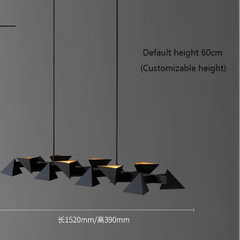 Modern pendant light with geometric design on a gray background