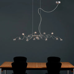 Chrome Spiral Wave Pendant Light with Glass Globes