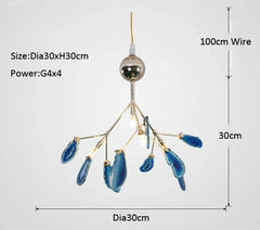 Gold Branch Sputnik Chandelier with Blue Agate Slices
