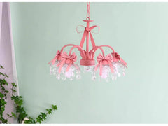 Pink Bow Crystal Chandelier Multi-Arm Pendant Light