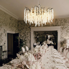Modern Branch Crystal Chandelier with Cascading Icicle Droplets