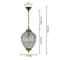 Chandelier with dimensions indicated on a white background