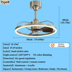 Brushed Nickel Ring Ceiling Fan Light Modern LED Chandelier