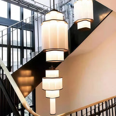 Tiered Gold Frame Pendant Light with Frosted Acrylic Shades