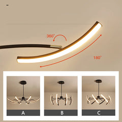 Gold Starburst Chandelier Pendant Light with Curved Arms