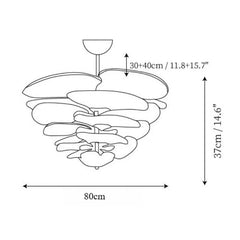 Glass Leaf Tiered Chandelier Polished Copper Floral Pendant Light