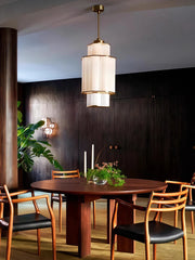 Tiered Gold Frame Pendant Light with Frosted Acrylic Shades