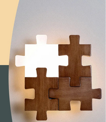 Wooden Puzzle Wall Sconce | Contemporary LED Light Fixture