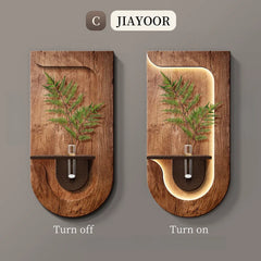 Wood Grain Wall Light with Integrated LED and Plant Holder