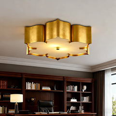 Gold Petal Wave Semi-Flush Mount Ceiling Light Fixture Warm Brass