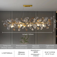 Gold Branch Crystal Leaf Chandelier with Amber Accents