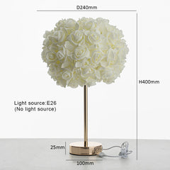 Gold Metal Rose Bud Table Lamp with Frosted Flowers