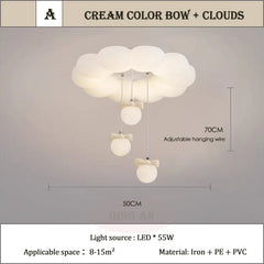 White Cloud Semi-Flush Ceiling Light with Pink Butterflies