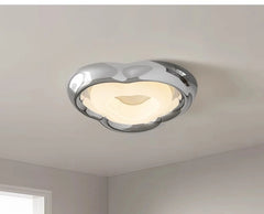 Chrome Wave Flowing Organic Shape Flush Mount Ceiling Light Fixture