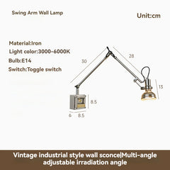 Adjustable Brass Wall Sconce with Walnut Base and Black Arm