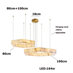 Chandelier with measurements and specifications on a white background