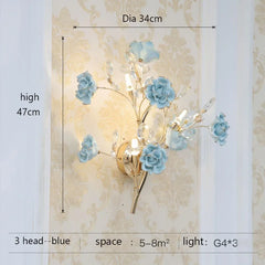 Gold Flower Crystal Wall Sconce Light Multi-Arm