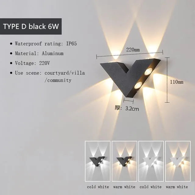 Wall-mounted light fixture with specifications on a white background