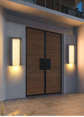 Grey Rectangular Waterfall Sconce Frosted Glass Shade IP60cm Glass