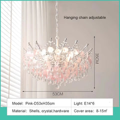 Gold Crystal Cascade Chandelier with Shell Accents