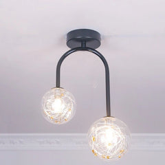 Gold Arch Dual Globe Semi-Flush Mount Ceiling Light Fixture