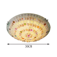 Mosaic Shell and Colored Glass Flush Mount Ceiling Light Fixture