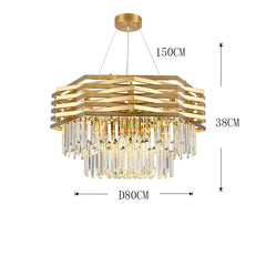 Gold Tiered Crystal Chandelier Hanging Pendant Light