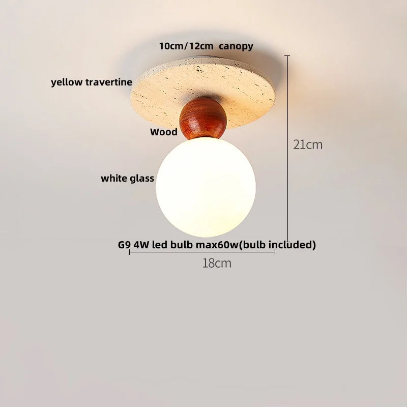 Ceiling light fixture with measurements on a white background