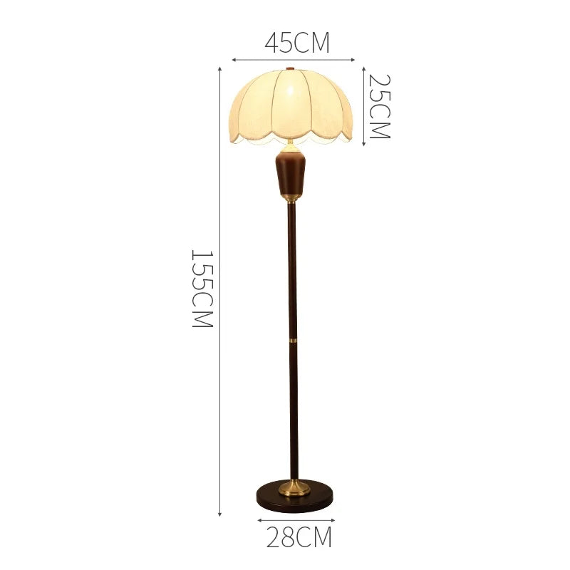 Floor lamp with dimensions labeled on a white background