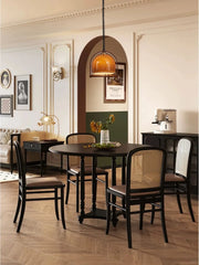 Amber Glass Dome Pendant Light with Wood Accents