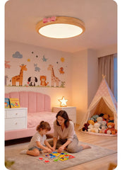 Wood Flush Mount Pink Bow Ceiling Light for Children's Room