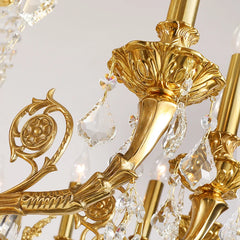 Grand Gold Candelabra Crystal Chandelier with Cascading Gemstones