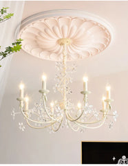 White Floral Crystal Chandelier Candelabra Style