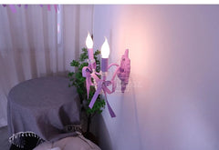 Purple Bow Pearl Accents Candle Wall Sconce Light Fixture Light