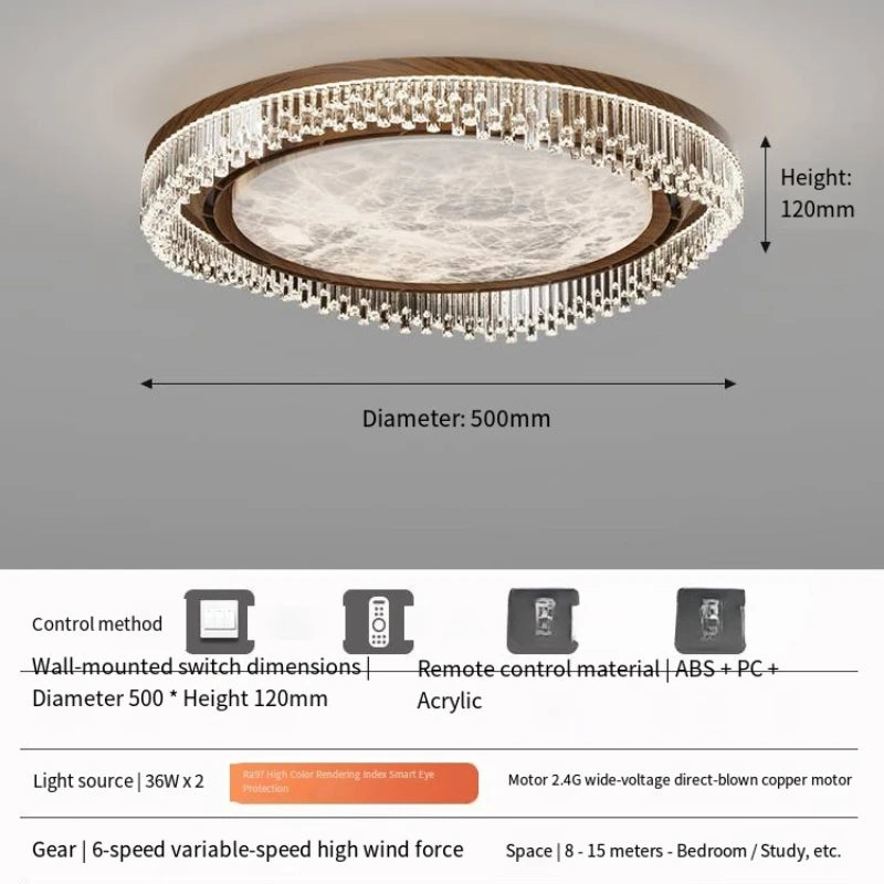 Ceiling light fixture with dimensions and control method details on a gray background