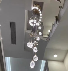 Multi-Head Crystal Spiral Staircase Pendant Light Dimmable