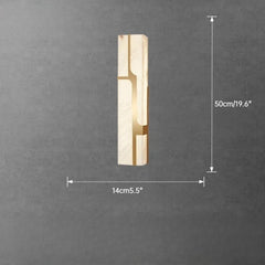 Wall-mounted light fixture with dimensions on a gray background