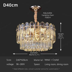 Gold Crystal Tiered Waterfall Pendant Light with Leaf Accents