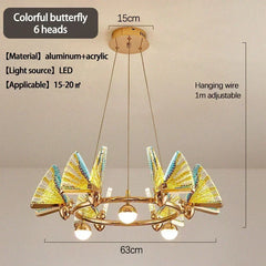 Gold Butterfly Glass Ring Chandelier Modern Pendant Light Fixture
