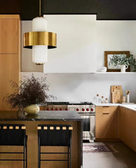 Modern Brass Ring Pendant Light with White Frosted Glass Shades