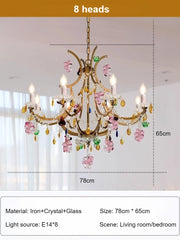 Gold Crystal Floral Chandelier Hanging Pendant Light